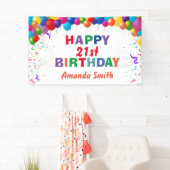 Happy 21st Birthday Colorful Balloons White Spandoek (Insitu)