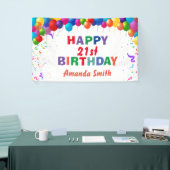 Happy 21st Birthday Colorful Balloons White Spandoek (Beurs)