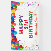 Happy 21st Birthday Colorful Balloons White Spandoek (Verticaal)
