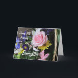 Happy 21st Birthday Daughter-Pink Rose Bouquet Kaart<br><div class="desc">Dit is een mooie kaart voor de 21ste verjaardag van je dochter,  met een roze roze roos en andere geassorteerde bloemen in een mandenboeket,  en een mooi versum van mij,  dat je natuurlijk kunt aanpassen/personaliseren om aan je behoeften te voldoen!</div>