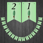Happy 21st Birthday Fun Pickle Man Groen Vlaggetjes<br><div class="desc">Deze vlag vormige bunting Happy Birthday banner is groen met een grappige vent die een grote groene augurk heeft voor een hoofd met een verraste blik op zijn gezicht en een bruin pak draagt. Pas de Happy Birthday tekst en het verjaardagsjaar aan met de sjablonen.</div>