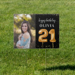 Happy 21st Birthday Gold Confetti Outdoor Yard Tuinbord<br><div class="desc">Happy 21st Birthday Gold Confetti Outdoor Yard Sign</div>