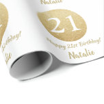 Happy 21st Birthday Gold Glitter en White Cadeaupapier<br><div class="desc">Fijne 21ste verjaardag Gold Glitter en White Wrapping Paper met persoonlijke naam. Voor verdere aanpassing,  te klikken gelieve de knoop "van de Aanpassing het"en ons ontwerphulpmiddel te gebruiken om deze sjabloon te wijzigen.</div>