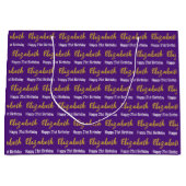 Happy 21st Birthday Gold Script Naam Paarse Wit Groot Cadeauzakje (Voorkant)