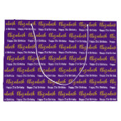 Happy 21st Birthday Gold Script Naam Paarse Wit Groot Cadeauzakje (Achterkant)