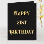 Happy 21st Birthday Gold Yellow Twenty One Age Kaart (Gele Bloem)