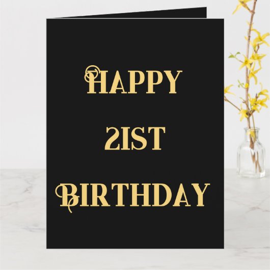 Happy 21st Birthday Gold Yellow Twenty One Age  Kaart (Gele Bloem)