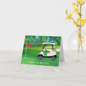 Happy 21st Birthday Golf met winkelwagen, bier, ho Kaart (Gele Bloem)