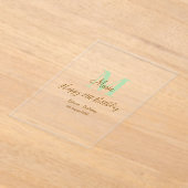 Happy 21st Birthday green add name monogram brown  Acryl Uitnodigingen (Laagn)