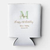 Happy 21st Birthday green add name monogram brown  Blikjeskoeler (Voorkant)