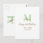 Happy 21st Birthday green add name monogram brown  Briefkaart (Voorkant / Achterkant)