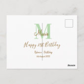 Happy 21st Birthday green add name monogram brown  Briefkaart (Achterkant)