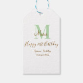 Happy 21st Birthday green add name monogram brown  Cadeaulabel (Voorkant)