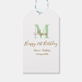 Happy 21st Birthday green add name monogram brown  Cadeaulabel