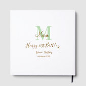 Happy 21st Birthday green add name monogram brown  Gastenboek (Achterkant)
