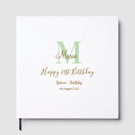 Happy 21st Birthday green add name monogram brown  Gastenboek