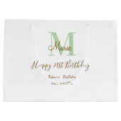 Happy 21st Birthday green add name monogram brown  Groot Cadeauzakje (Achterkant)