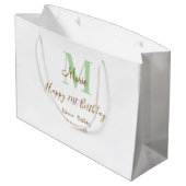 Happy 21st Birthday green add name monogram brown  Groot Cadeauzakje (Achterkant Gekanteld)