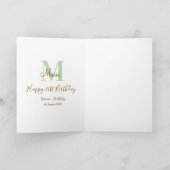 Happy 21st Birthday green add name monogram brown  Kaart (Binnen)