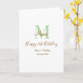 Happy 21st Birthday green add name monogram brown  Kaart (Gele Bloem)