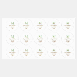 Happy 21st Birthday green add name monogram brown  Labels