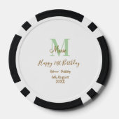 Happy 21st Birthday green add name monogram brown  Poker Chips (Achterkant)