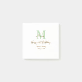 Happy 21st Birthday green add name monogram brown  Post-it® Notes