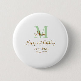 Happy 21st Birthday green add name monogram brown  Ronde Button 5,7 Cm