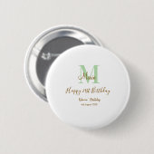 Happy 21st Birthday green add name monogram brown  Ronde Button 5,7 Cm (Voorkant /achterkant)