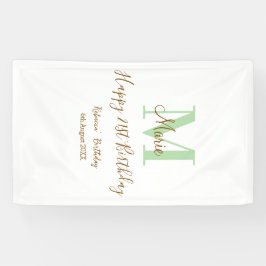 Happy 21st Birthday green add name monogram brown  Spandoek