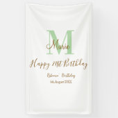 Happy 21st Birthday green add name monogram brown  Spandoek (Verticaal)