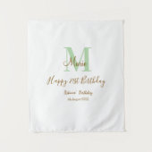 Happy 21st Birthday green add name monogram brown  Wandkleed (Voorkant)