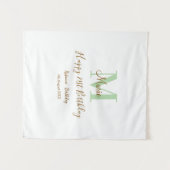 Happy 21st Birthday green add name monogram brown  Wandkleed (Voorkant (horizontaal))