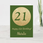 Happy 21st Birthday Green en Gold Glitter Card Kaart<br><div class="desc">Fijne 21ste verjaardag groene en Gold Glitter-kaart met persoonlijke naam. Voor verdere aanpassing,  te klikken gelieve de knoop "van de Aanpassing het"en ons ontwerphulpmiddel te gebruiken om deze sjabloon te wijzigen.</div>