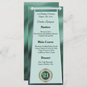 Happy 21st Birthday Green Glitter Folie Menu (Voorkant / Achterkant)