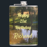 Happy 21st Birthday Heupfles<br><div class="desc">Landscène Happy 21st Birthday Flask.</div>