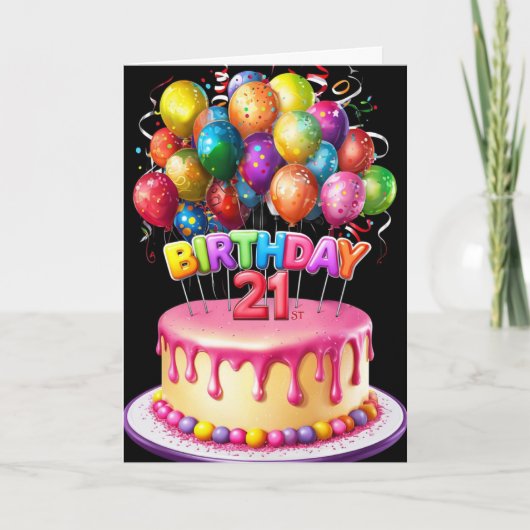 Happy 21st Birthday Kaart (Voorkant)