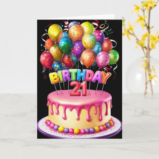 Happy 21st Birthday Kaart (Gele Bloem)