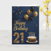 Happy 21st Birthday Kaart (Gele Bloem)