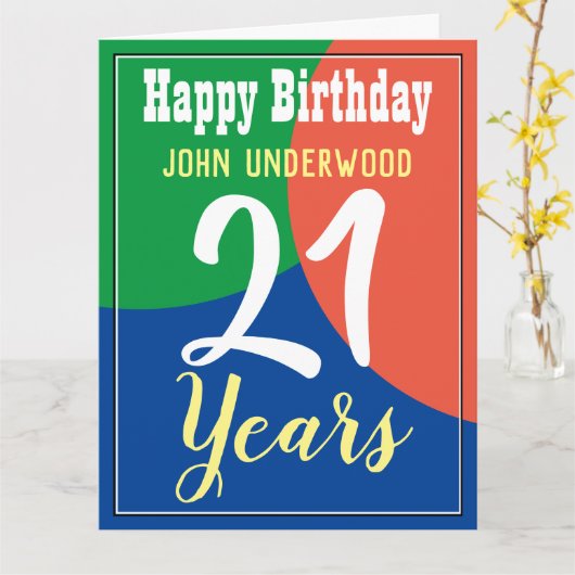 Happy 21st Birthday Kaart (Gele Bloem)