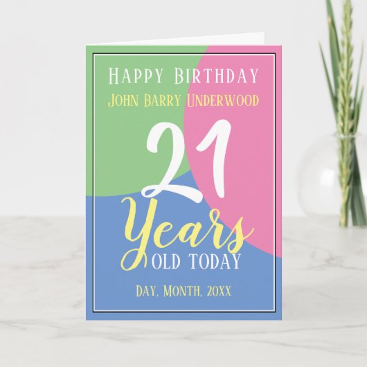Happy 21st Birthday Kaart (Voorkant)