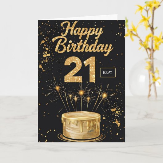 Happy 21st Birthday Kaart (Gele Bloem)