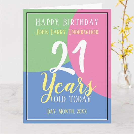 Happy 21st Birthday Kaart (Gele Bloem)