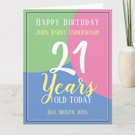Happy 21st Birthday Kaart (Voorkant)