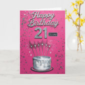 Happy 21st Birthday Kaart (Gele Bloem)
