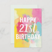 Happy 21st Birthday Kaart ("Gradiënten Waterverf") (Voorkant / Achterkant)
