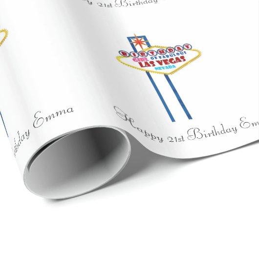 Happy 21st Birthday Las Vegas Wrapping Paper Cadeaupapier (Rol Hoek)