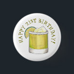 Happy 21st Birthday Margarita Cocktail Mixed Drink Ronde Button 3,2 Cm<br><div class="desc">Het ontwerp kenmerkt een originele tellersillustratie van een klassieke margarita cocktail met een zure velg en een wig van groene limoen, en HAPPY 21ST BIRTHDAY in een leuke doopvont. Een klassieke zomertijdse drink! Zie je niet wat je zoekt? Hulp nodig bij aanpassingen? Klik "contact deze ontwerper"om iets te hebben enkel...</div>