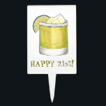 Happy 21st Birthday Margarita Cocktail Mixed Drink Taart Prikker<br><div class="desc">Het ontwerp bevat een originele markeringsillustratie van een klassieke margarita cocktail met een zoute velg en een wig groene limoen. Een klassieke zomertijdse drink! Zie je niet wat je zoekt? Hulp nodig bij aanpassingen? Klik "contact deze ontwerper"om iets te hebben enkel voor u wordt gecreeerd!</div>