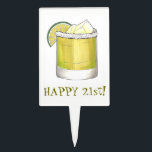 Happy 21st Birthday Margarita Cocktail Mixed Drink Taart Prikker<br><div class="desc">Het ontwerp bevat een originele markeringsillustratie van een klassieke margarita cocktail met een zoute velg en een wig groene limoen. Een klassieke zomertijdse drink! Zie je niet wat je zoekt? Hulp nodig bij aanpassingen? Klik "contact deze ontwerper"om iets te hebben enkel voor u wordt gecreeerd!</div>